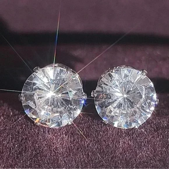 NEW 925 STERLING SILVER 2.5 CT DIAMOND EARRINGS, NICE EARRINGS, CUTE EARRINGS - Picture 1 of 4